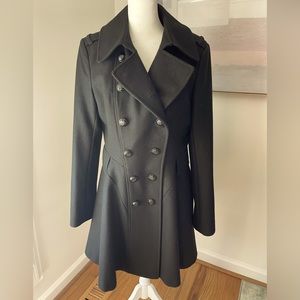VIA SPIGA black modern pea coat NWOT so flattering never worn perfect 6 button